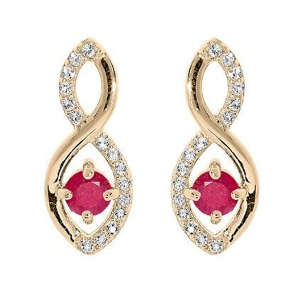 Charming gold-plated earrings with fuchsia zircons PO/SE09089C