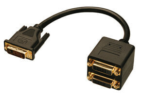 Lindy DVI Splitter Cable - 0.18 m - DVI-D - DVI-D - Black - Male/Female