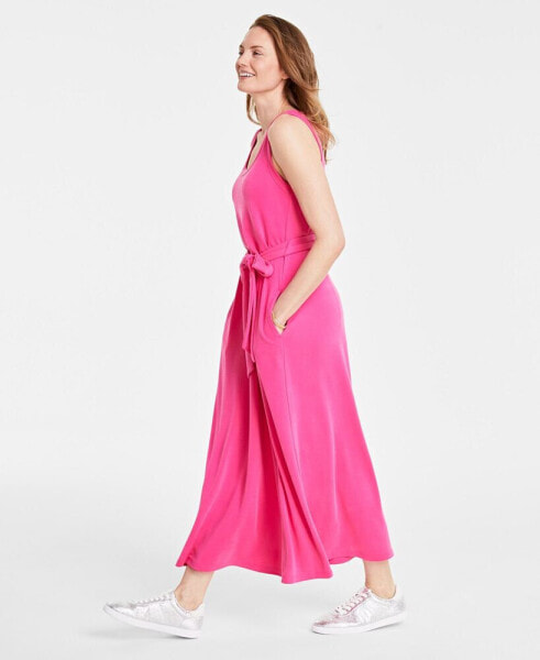 Women's Scoop-Neck Waist-Tie Maxi Dress, Created for Macy's