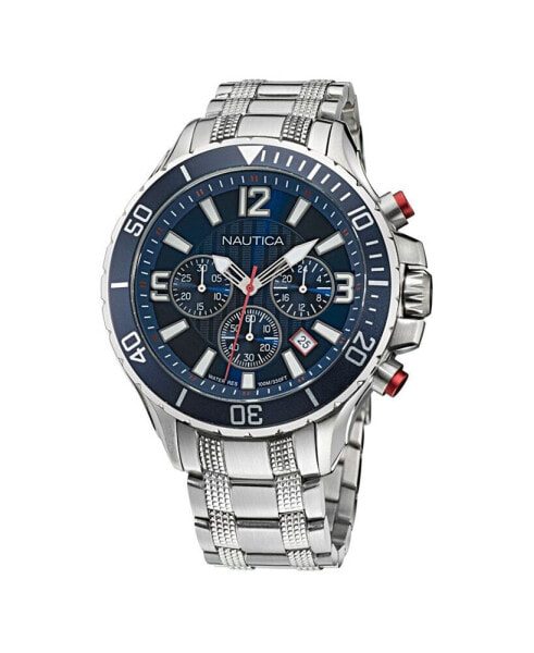 Часы Nautica Silver Tone Stainless Steel Watch 49mm