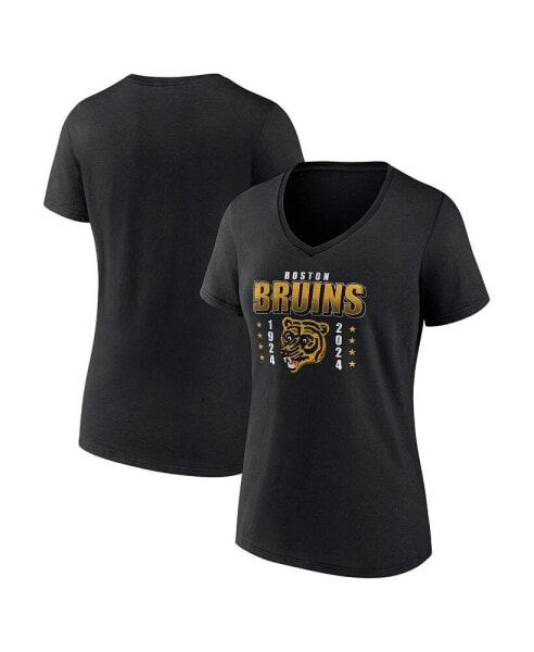 Women's Black Distressed Boston Bruins Centennial T-shirt