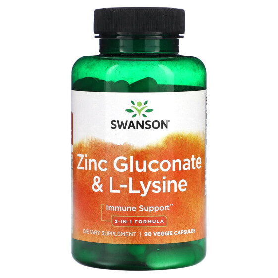 Витамины и минералы Zinc Gluconate & L-Lysine, Swanson, 90 капсул
