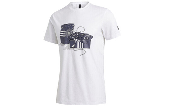 adidas 运动型格圆领短袖T恤 男款 白色 / Футболка Adidas T FT2823