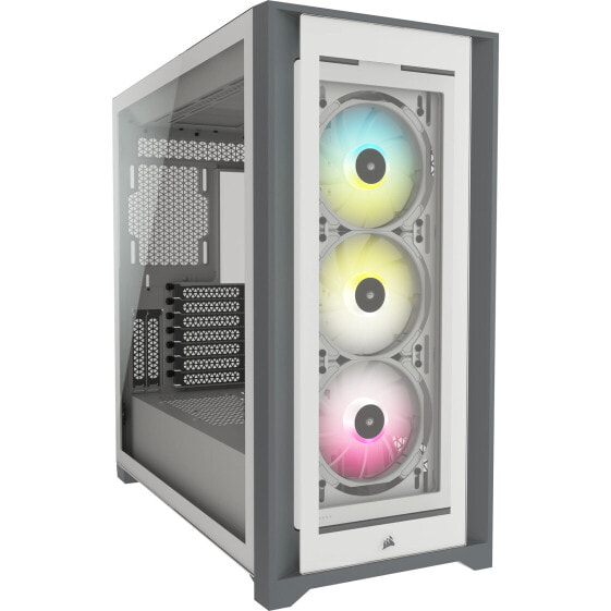 Corsair iCUE 5000X RGB - Midi Tower - PC - White - ATX - EATX - ITX - Plastic - Steel - Tempered glass - Gaming - Белый корпус для ПК с подсветкой RGB