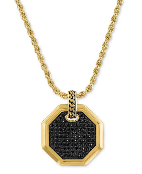 Black Diamond Octagon 22" Pendant Necklace (1/2 ct. t.w.) in 14k Gold-Plated Sterling Silver, Created for Macy's