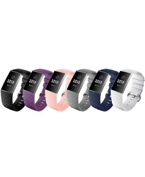 Unisex Fitbit Versa Charge 3 Assorted Silicone Watch Replacement Bands - Pack of 6