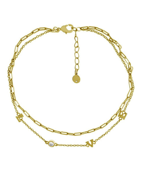 Love Double Chain Anklet in Gold Plate