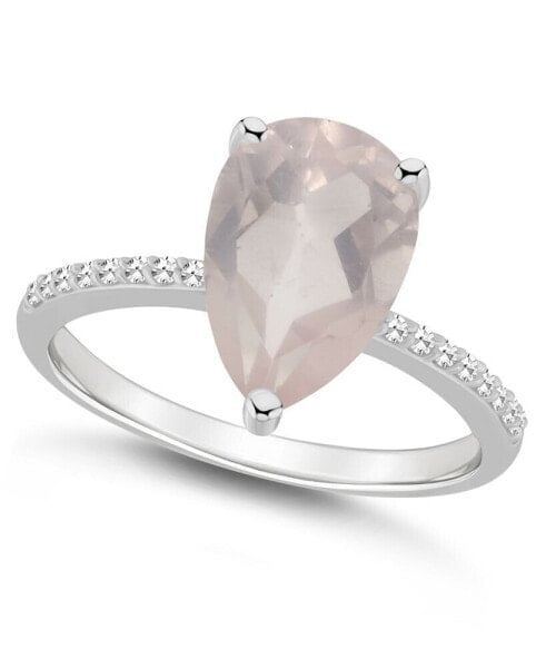 Women's Rose Quartz (2-3/4 ct.t.w.) and Diamond (1/10 ct.t.w.) Ring in Sterling Silver