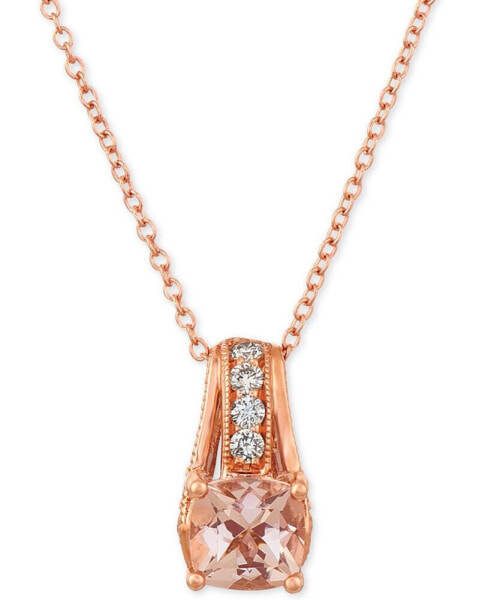 Peach & Nude Peach Morganite (5/8 ct.t.w.) and Nude Diamonds (1/4 ct. t.w.) 18" Pendant Necklace in 14k Rose Gold