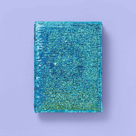 More Than Magic Ruled Journal Flip-Sequin Notebook Blue - 120 Sheets