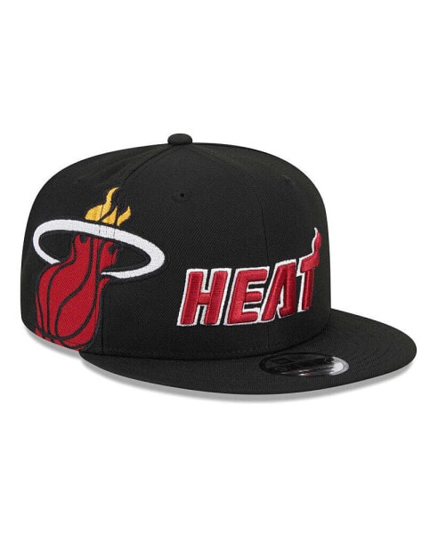 Бейсболка снепбек мужская New Era Miami Heat черная с боковым логотипом 9fifty