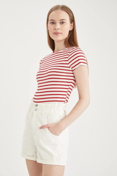 Футболка Defacto Fitted Striped Bike Collar Short