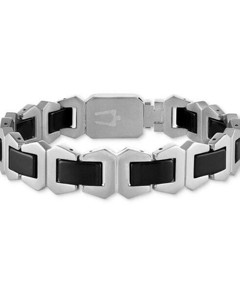 Men's Icon Black Ceramic Bracelet in Stainless Steel