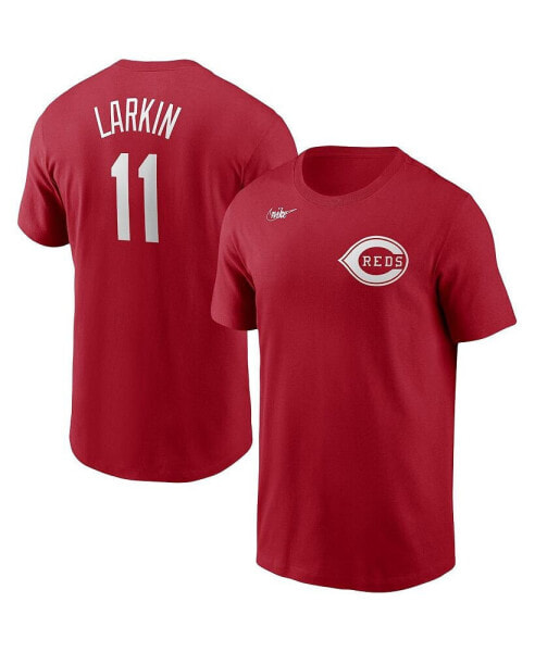 Men's Barry Larkin Red Cincinnati Reds Cooperstown Collection Name & Number T-shirt