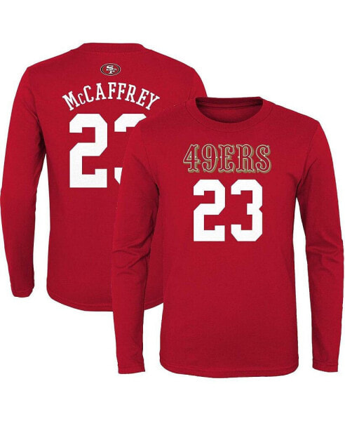 Big Boys Christian McCaffrey Scarlet San Francisco 49ers Mainliner Player Name and Number Long Sleeve T-shirt