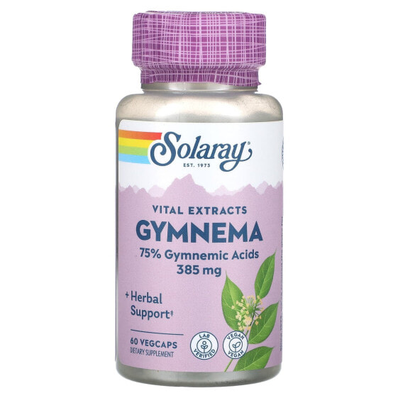 Solaray, Gymnema, жизненно важные экстракты, 385 мг, 60 растительных капсул