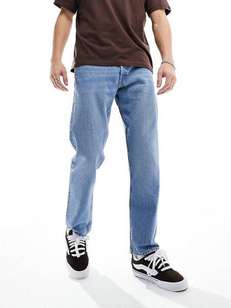 Jack & Jones Chris relaxed fit jeans in mid blue wash 