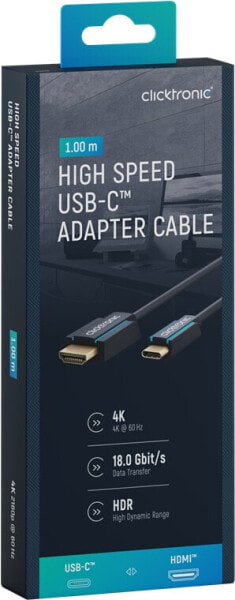 Переходник USB Type-C - HDMI Type A (Standard) - Clicktronic 44928 1 м - прямой