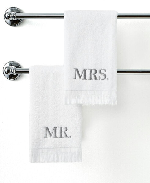 Mr. & Mrs. Embroidered Cotton Bath Towel, 27" x 50"