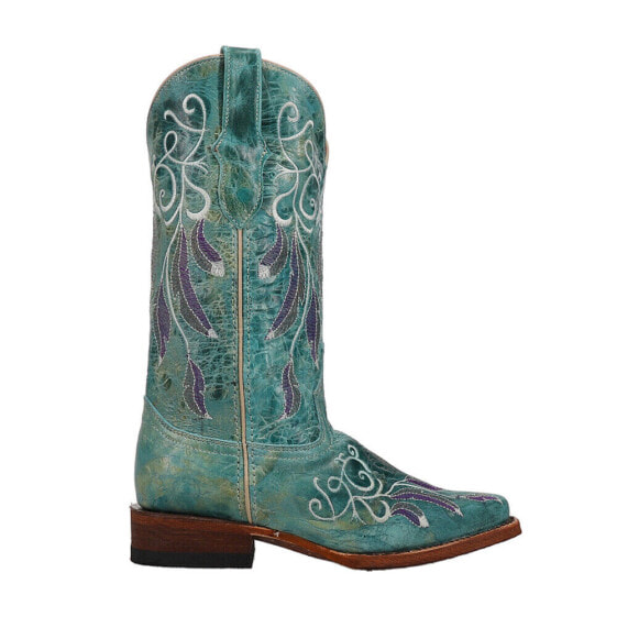 Ferrini Dreamer Embroidery Square Toe Cowboy Womens Green Casual Boots 8497151