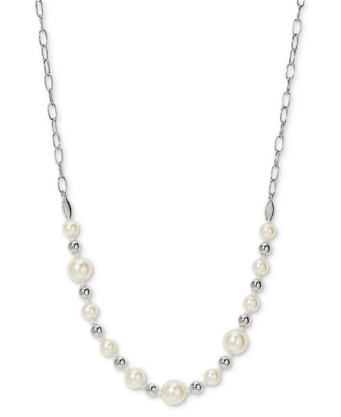 by Nadri Silver-Tone Imitation Pearl Statement Necklace, 16" + 2" extender