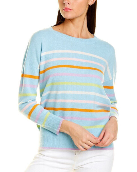 Incashmere Cashmere Multi Stripe Crewneck Pullover Women's M