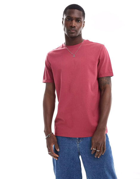 ASOS DESIGN essential crew neck t-shirt with roll sleeve in red