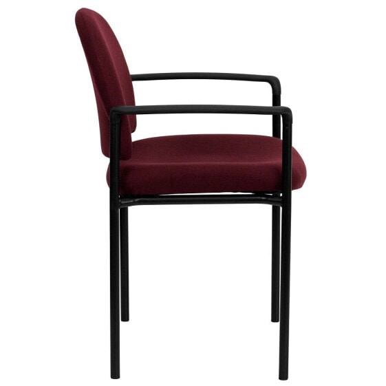 Comfort Burgundy Fabric Stackable Steel Side Reception Chair With Arms