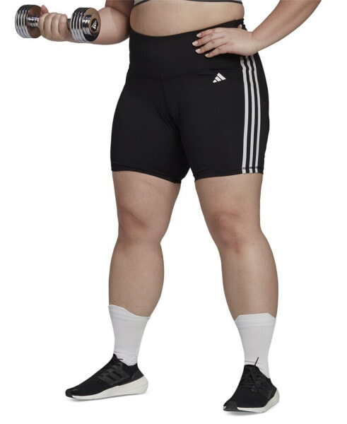 Шорты спортивные Adidas Essentials Plus Size 3-Stripes с высокой талией