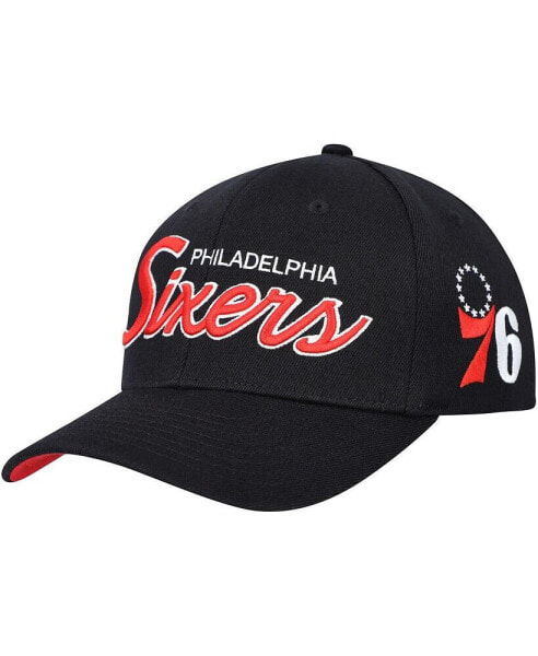 Men's Black Philadelphia 76ers MVP Team Script 2.0 Stretch-Snapback Hat