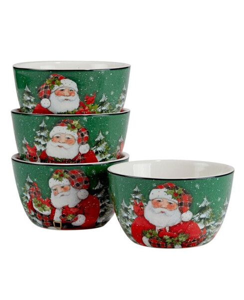 Christmas Lodge Santa 4 Piece Ice Cream Bowl Set