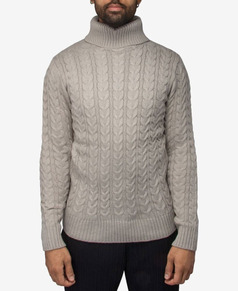 Men's Cable Knit Roll Neck Sweater