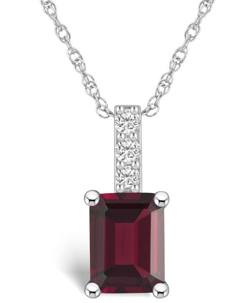 Macy's garnet (2 Ct. T.W.) and Diamond Accent Pendant Necklace in 14K White Gold