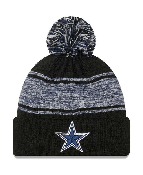 Men's Black Dallas Cowboys Chilled Cuffed Knit Hat with Pom