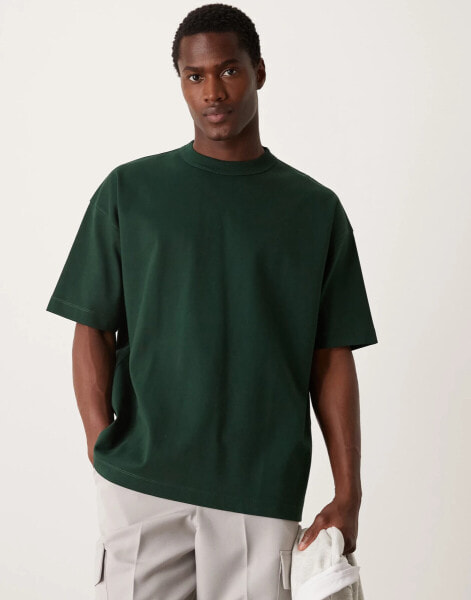 ASOS DESIGN Premium interlock oversized t-shirt 300gsm in green