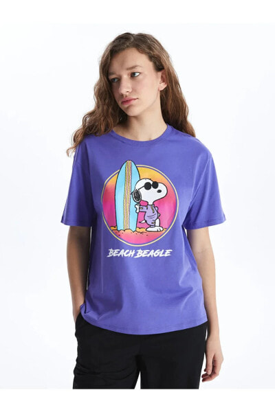 Snoopy Desenli Kısa Kollu Kadın Tişört