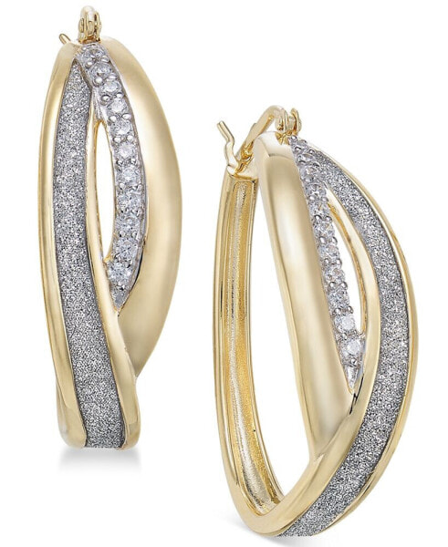 Diamond Glitter Overlap Hoop Earrings (1/4 ct. t.w.) in 14k Gold-Plated Sterling Silver