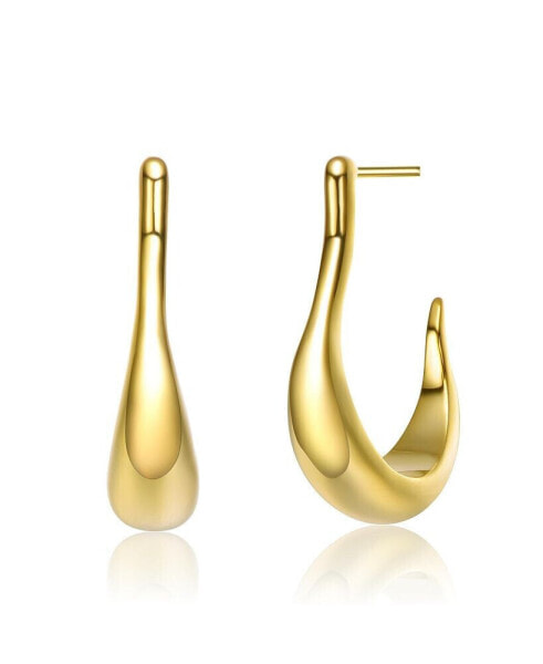 14K Gold Plated Assymetrical Open Hoop Earrings