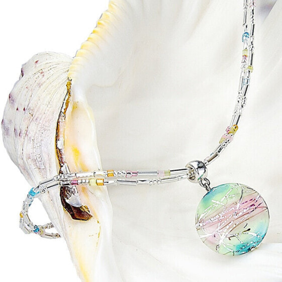 Нежное женское колье Sweet Childhood с жемчугом Lampglas и чистым серебром NP22