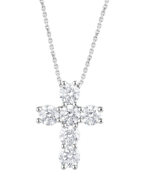 Lab Grown Diamond Cross Pendant Necklace (5 ct. t.w.) in 14k White Gold, 16" + 2" extender