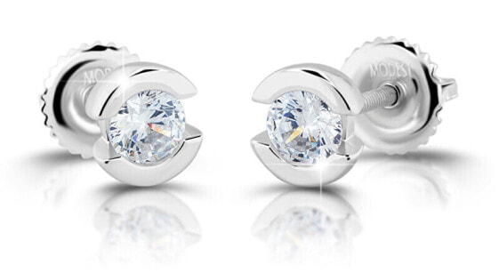 Timeless silver earrings with cubic zirconia M00925