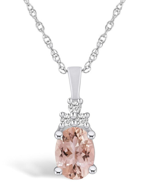 Morganite (1-1/7 Ct. T.W.) and Diamond (1/10 Ct. T.W.) Pendant Necklace in 14K White Gold