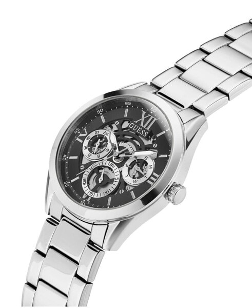 Men's Multi-Function Silver-Tone Stainless Steel Watch 42mm