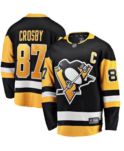 Мужская футболка Fanatics с патчем капитана Sidney Crosby, черная, Pittsburgh Penguins