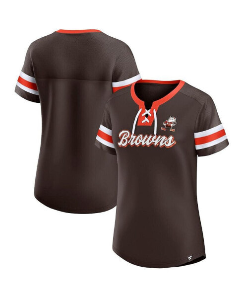 Футболка женская Fanatics Cleveland Browns коричневая с вышивкой Original State