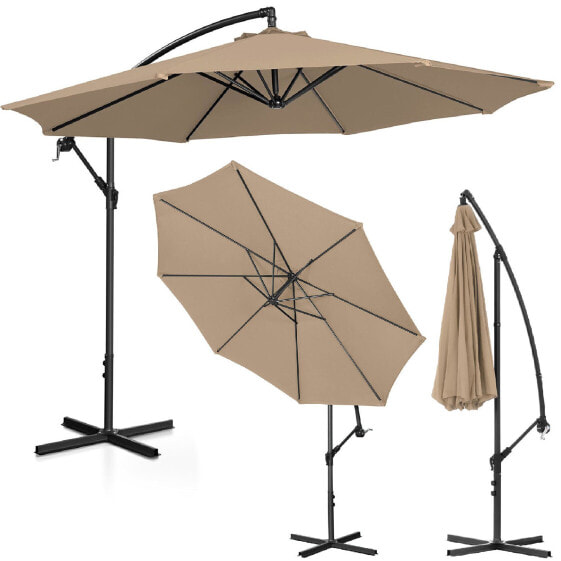 Пляжный зонт с поворотным открытием 300 см серо-коричневый Uniprodo Parasol ogrodowy