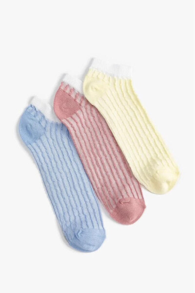 Kadın 3-pack Multicolor Textured Bootie Socks Set