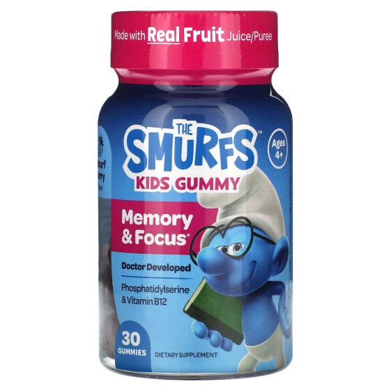 Витамин для улучшения памяти и концентрации детский The Smurfs, Kids Memory & Focus Gummy, Smurf Berry, Ages 4+, 60 шт
