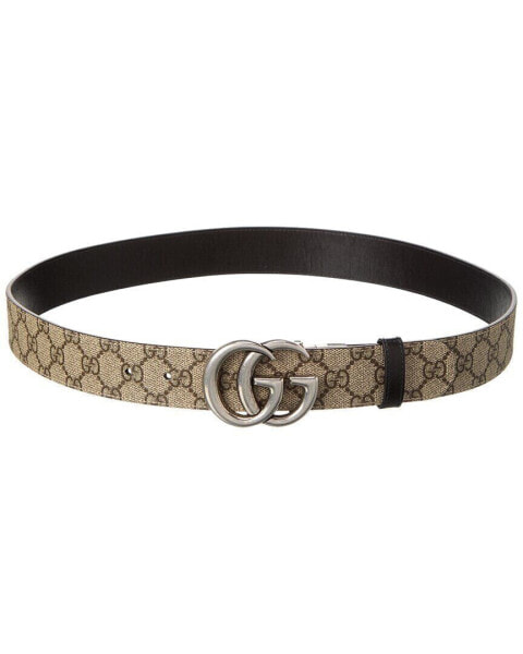 Gucci Reversible Canvas & Leather Belt Men's Beige 110