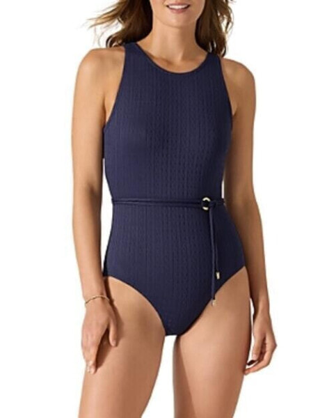 Tommy Bahama 298792 Cable Beach High Neck Belted One Piece Swimsuit size 8